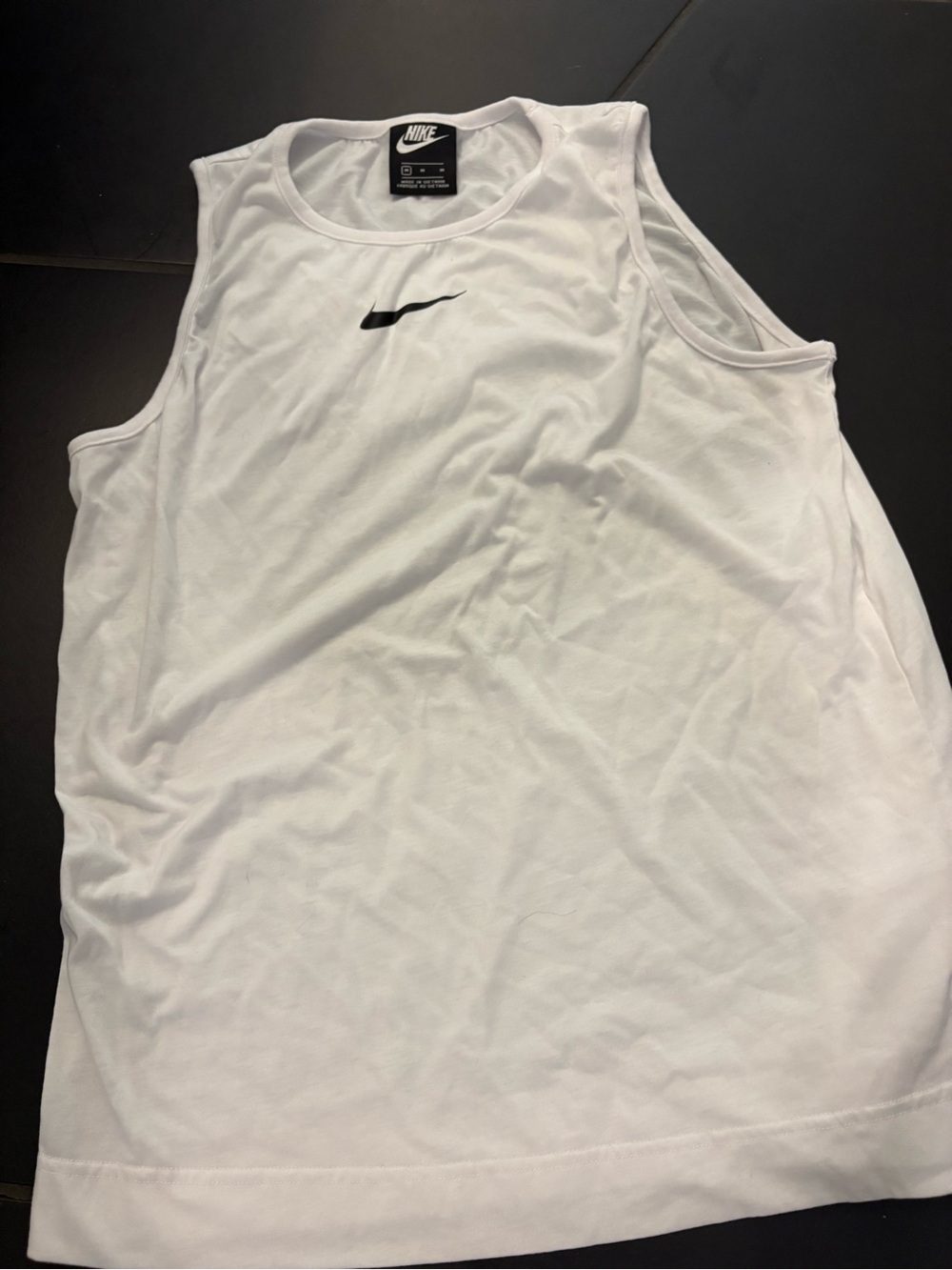 Nike White Athletic Tank with Black Swoosh